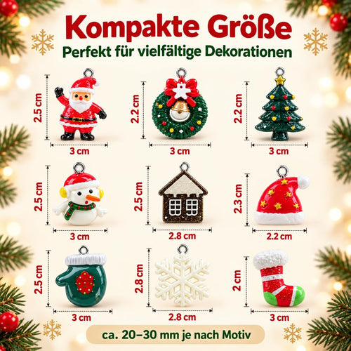 Weihnachtsanhänger 24 Stück, Naler Mini Weihnachtsbaumschmuck aus Harz