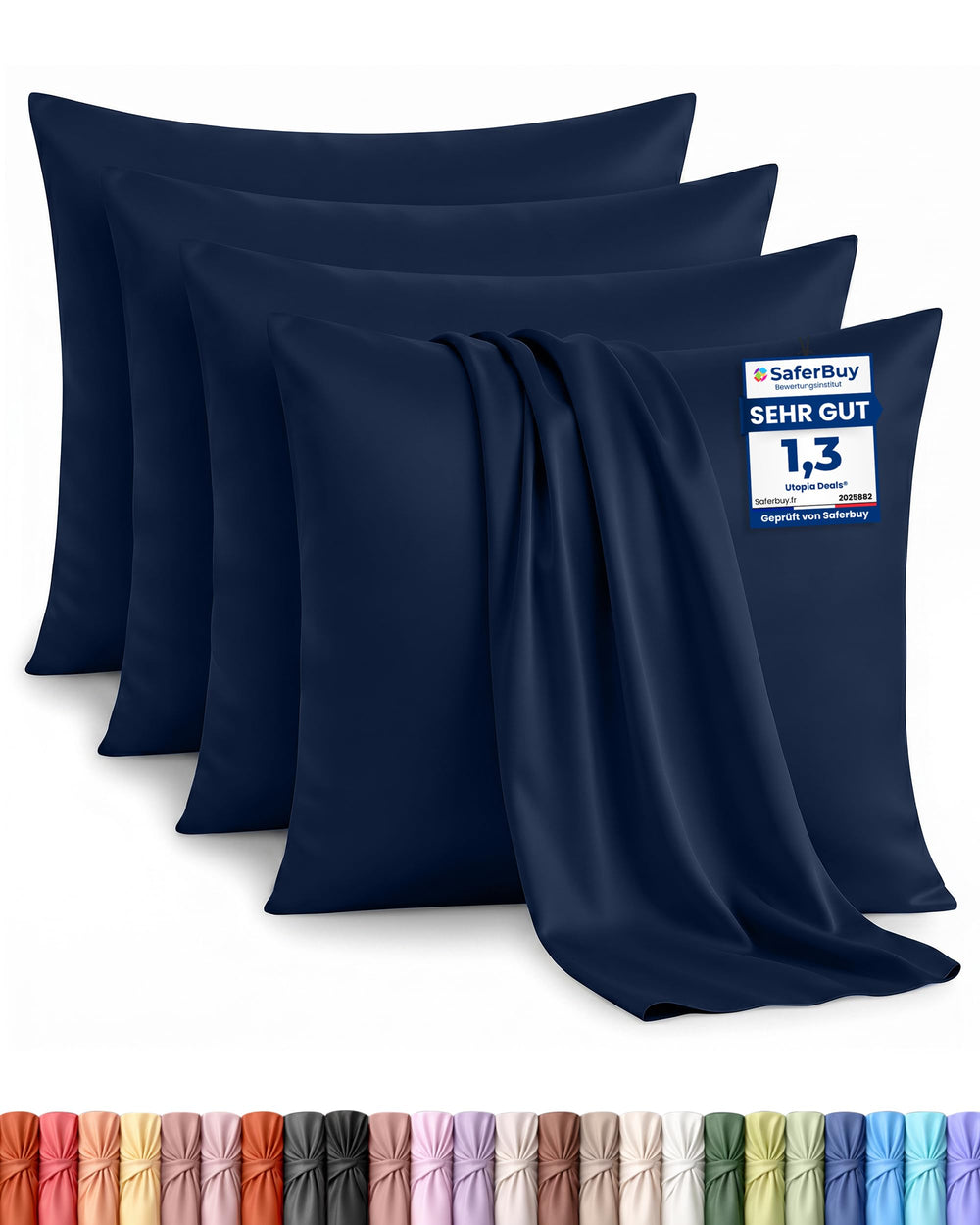 Utopia Bedding Kissenbezug 40x40 4er Set , kopfkissenbezug 40x40 Grau