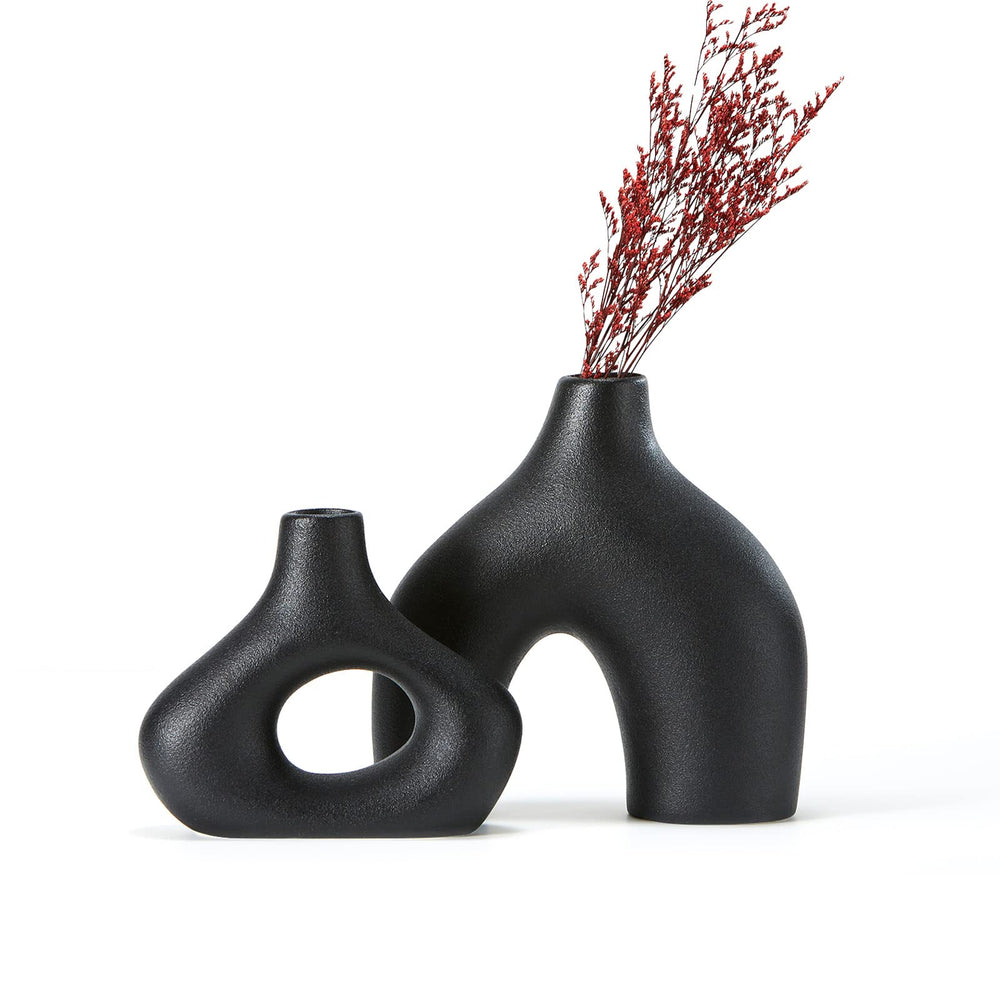 CEMABT Beige Keramikvase 2er-Set Doppelberg vasen für Moderne Boho Nordic Minimalismus-Stil Dekoration -vasen für Wohnzimmer, Hochzeit, Abendessen Tisch, Party, Büro und Schlafzimmer