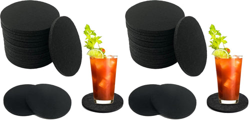 16 Stück Filzuntersetzer Rund Rutschfester hitzebeständiger waschbarer Glasuntersetzer, Untersetzer Filz für Becher, Bier, Tisch, Bars-untersetzer gläser (schwarz)