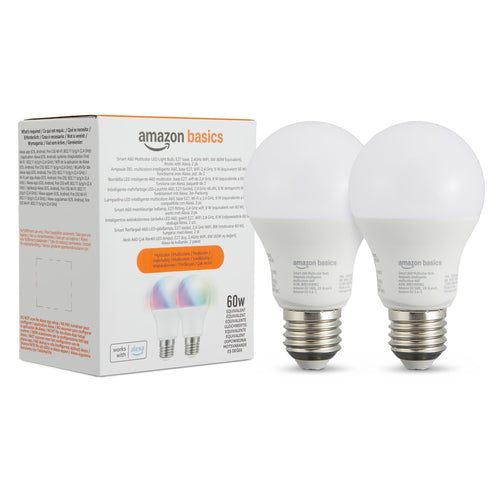 Amazon Basics smarte LED-Glühbirne, dimmbar, E27, sanftes Weiß, 8W (60W Equivalent), funktioniert nur mit Alexa, 1 Stück