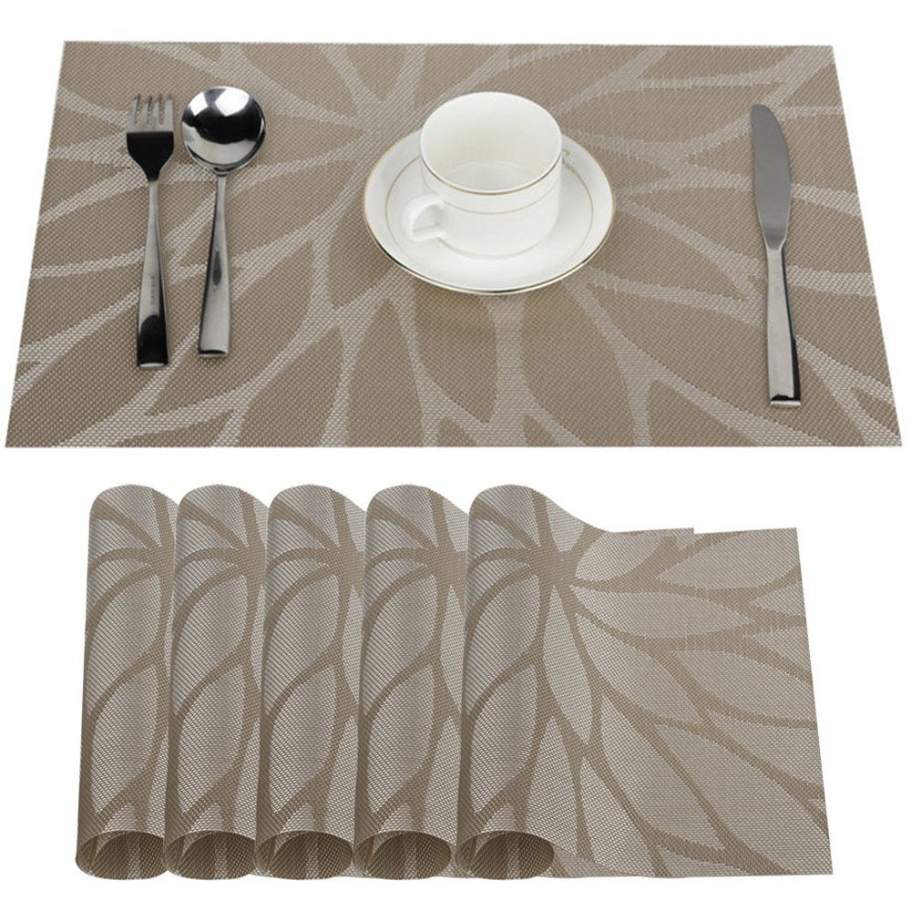 6er Set Platzsets 30x45cm Platzdeckchen Rutschfest Abwaschbar Tischmatten PVC Abgrifffeste Hitzebeständig Tischsets, Platz-Matten für küche