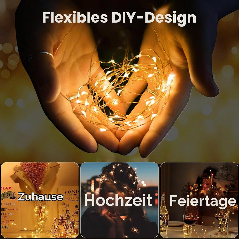 Flaschenlichter mit Korken, USB wiederaufladbares Weinflaschenlicht, batteriebetriebene Gläser, Lichterkette, 2025 verbesserte Lichterkette für Weihnachtsdekorationen(Warm weiß, 3 Pack)