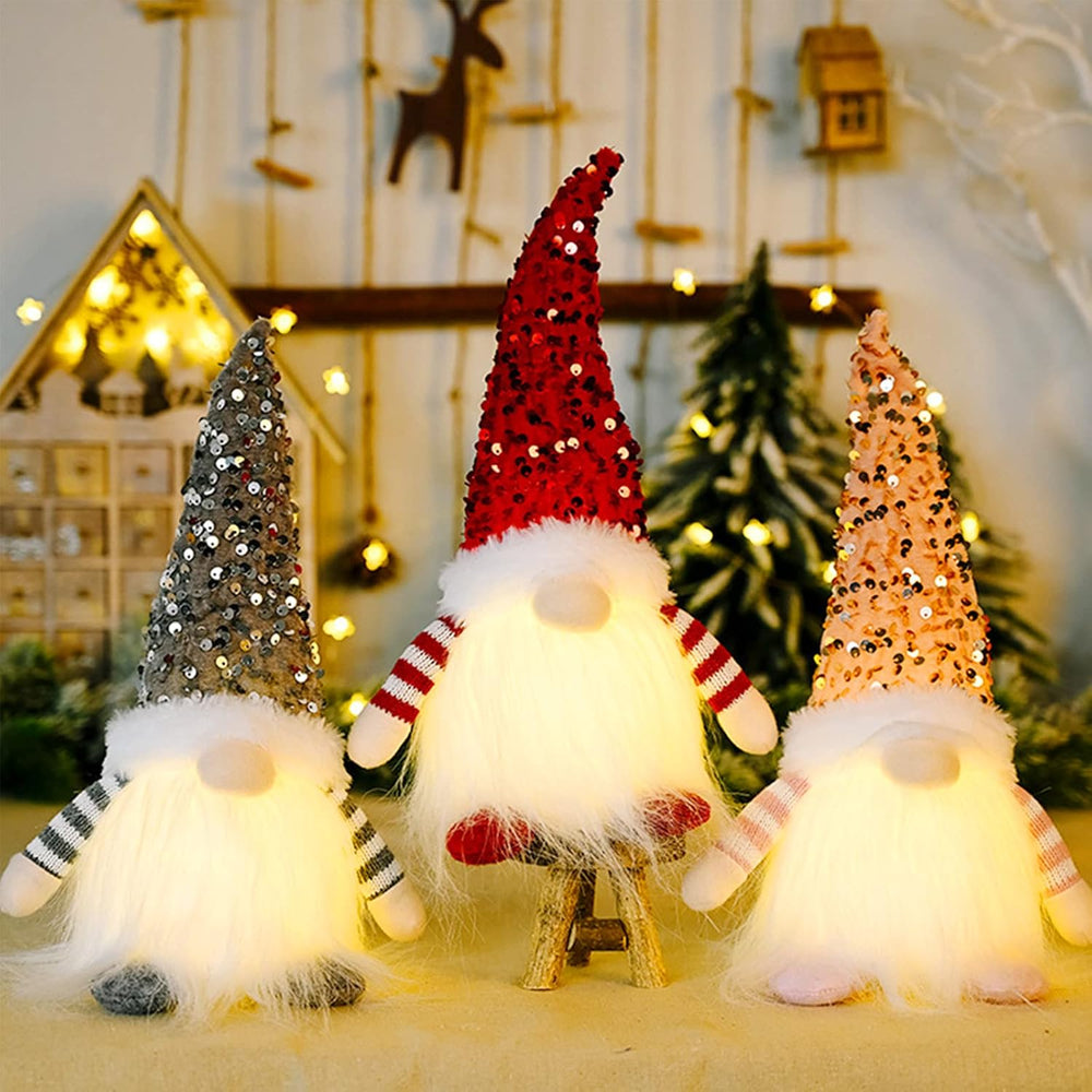 3 Stück Weihnachtsdeko Innen Wichtel,Weihnachtswichtel mit LED für Tisch
