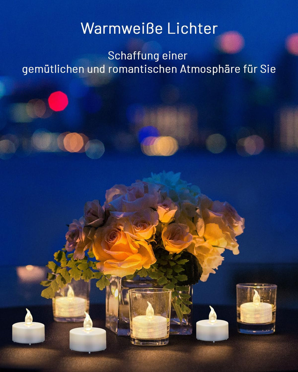 24 Stück LED Teelichter Kerzen, Batteriestart flammenlose realistische hell flackernde elektrische Kerzenlampe, Dose langlebig 200 Stunden Warmweiß, Hochzeiten, Partys ,Festivals，Wohndekoration