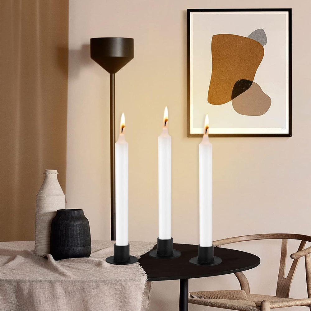 6 Stück Schwarze Kerzenständer,Retro Candlelight Dinner Kerzenhalter, für Wohn,Esszimmer und Schlafzimmerdekoration Kamindekoration