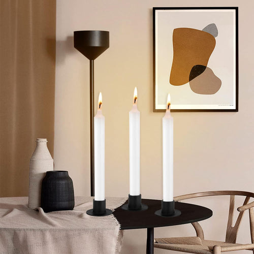 6 Stück Schwarze Kerzenständer,Retro Candlelight Dinner Kerzenhalter, für Wohn,Esszimmer und Schlafzimmerdekoration Kamindekoration