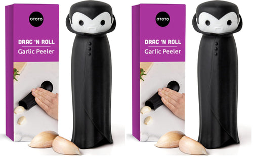 OTOTO Gracula Knoblauchschneider - Knoblauch Zerkleinerer & Schäler - Knoblauchpresse Dracula Leicht zu bedienen - Twister Ohne BPA - Leicht zu Reinigen & Spülmaschinenfest - Halloween Deko