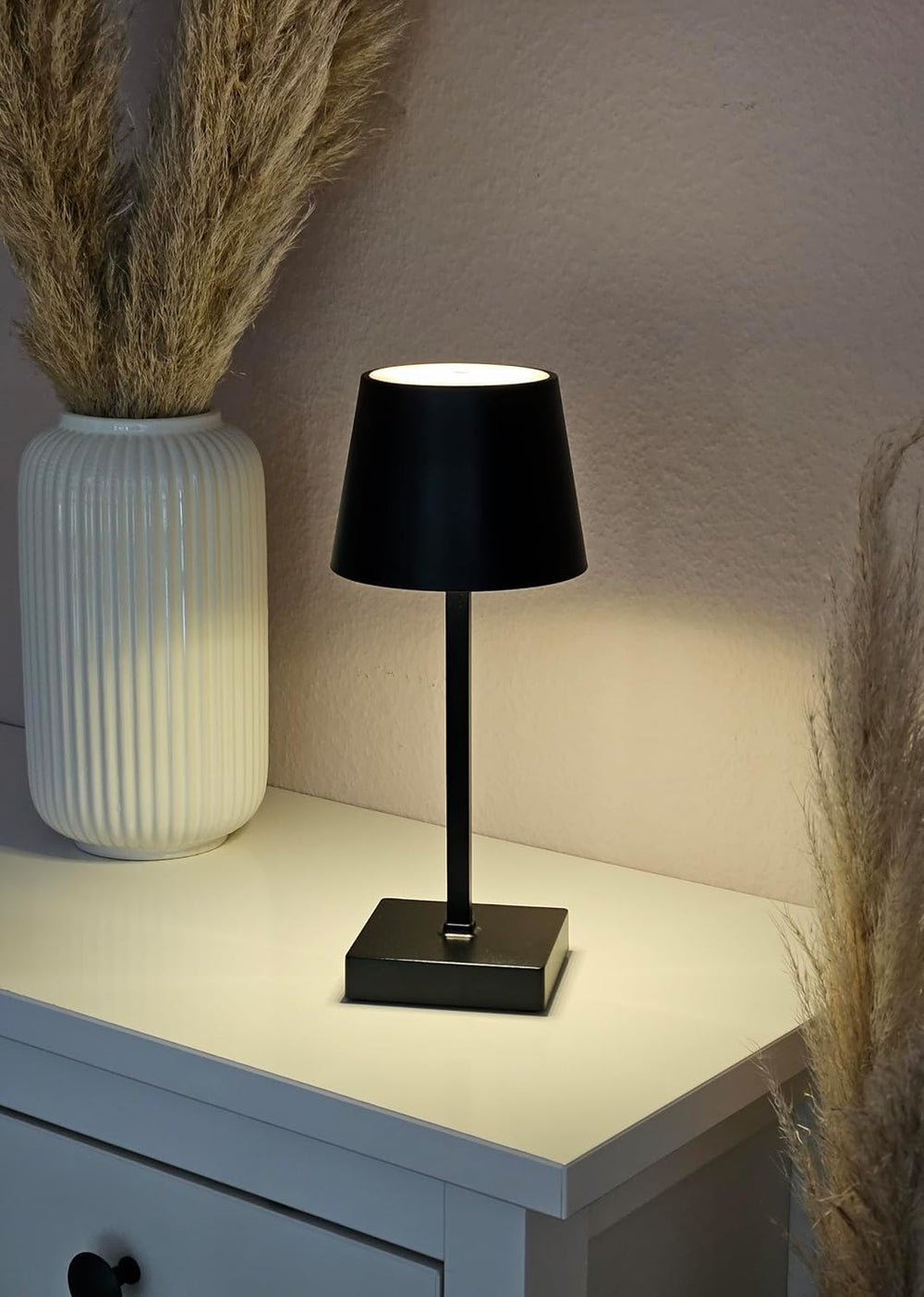 Meinposten Tischleuchte Touch dimmbar LED Lampe schwarz kabellos Höhe 26 cm