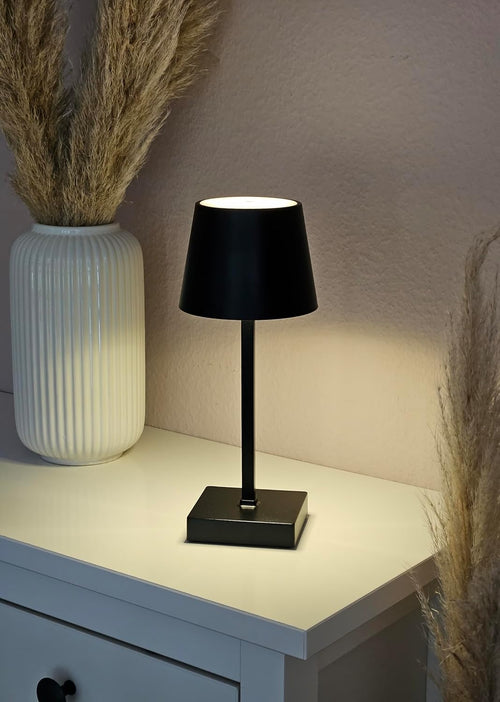 Meinposten Tischleuchte Touch dimmbar LED Lampe schwarz kabellos Höhe 26 cm