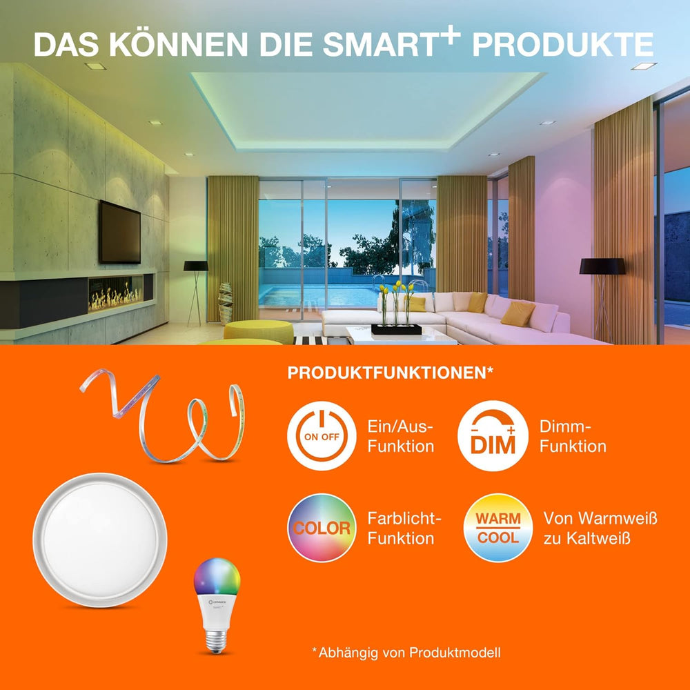 LEDVANCE Smarte LED-Lampe mit WiFi Technologie, Sockel E27, Dimmbar, Warmweiß (2700 K), ersetzt Glühlampen mit 100 W, SMART+ WiFi Classic Dimmable, 1er-Pack