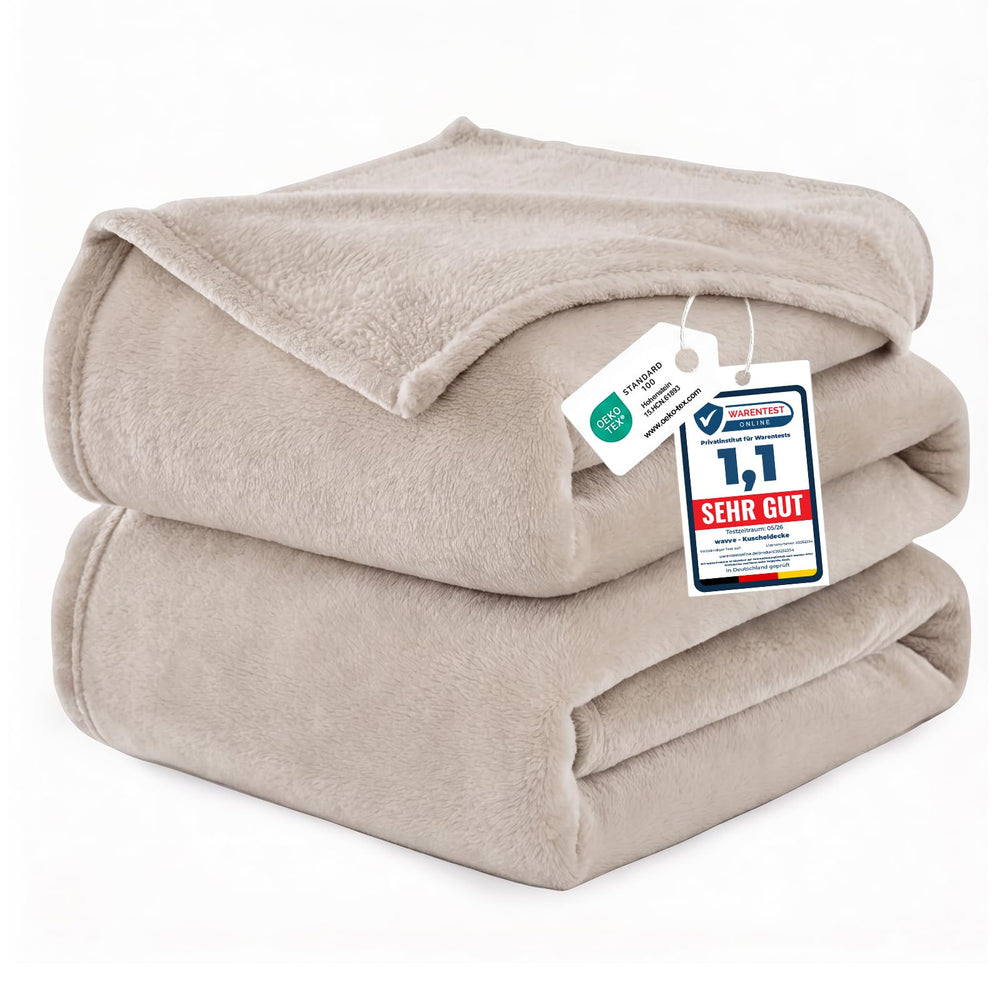 WAVVE Kuscheldecke Flauschig Decke Tagesdecke 150x200 - Sofadecke Grau