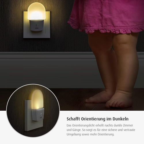 reer NightGuide Nachtlicht für die Steckdose - mit Dämmerungs-Sensor - Orientierungslicht im Dunkeln, 1 Stück, weiß