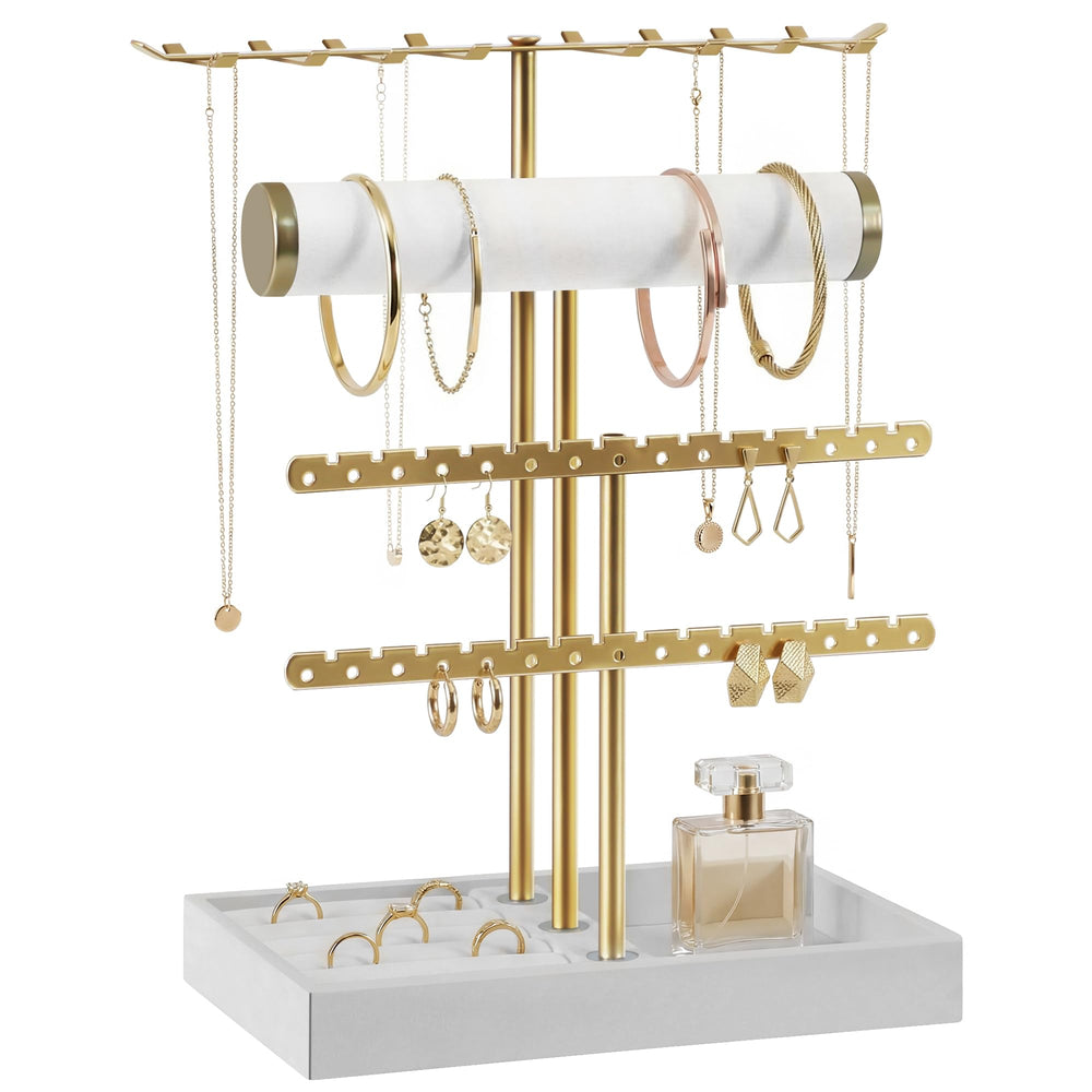 Schmuck-Organizer 3 Ebenen, Metall Schmuckständer in Gold