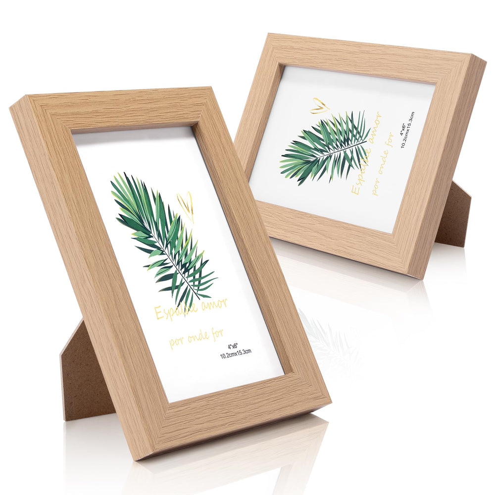 2 Stück  Bilderrahmen 10x15cm Weiß Fotorahmen mit Organischem Glas