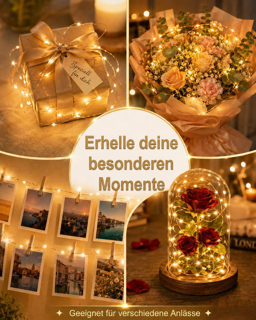 Mini Lichterkette Aufladbar 2M 20LED Warmweiß 3er Set