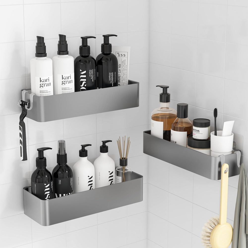 Kitsure Duschablage ohne Bohren, Badezimmer organizer, Large, Schwarz