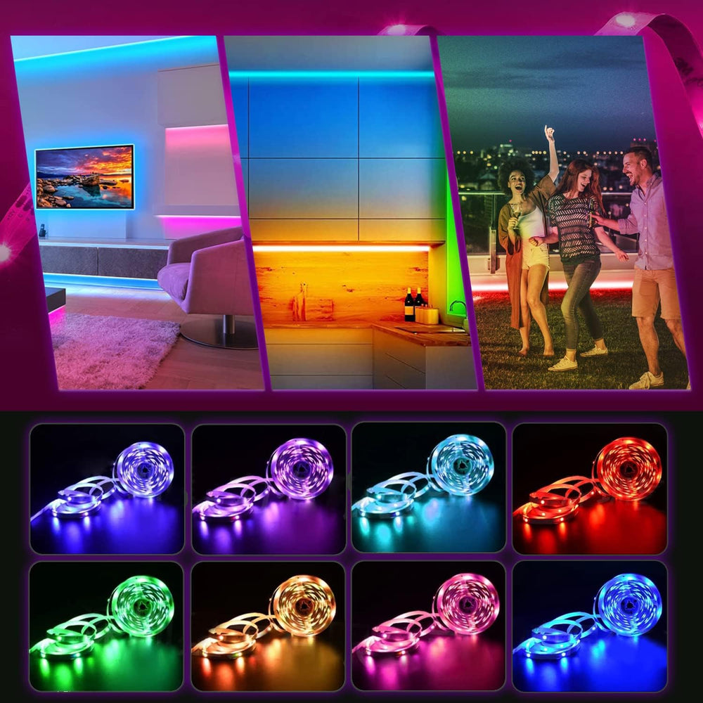 2M USB-LED-Lichtstreifen, DIY-Innendekoration, für TV-Hintergrundbeleuchtung, 16 Farben, 5050 LEDs, Fernbedienung mit 24 Tasten