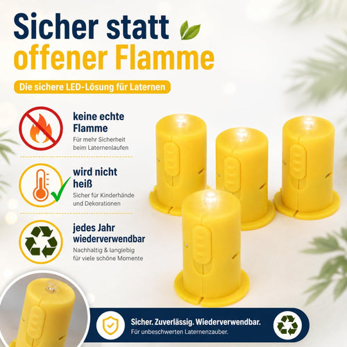 com-four® 4x LED Deko-Licht für Papierlaternen, LED-Teelichtersatz
