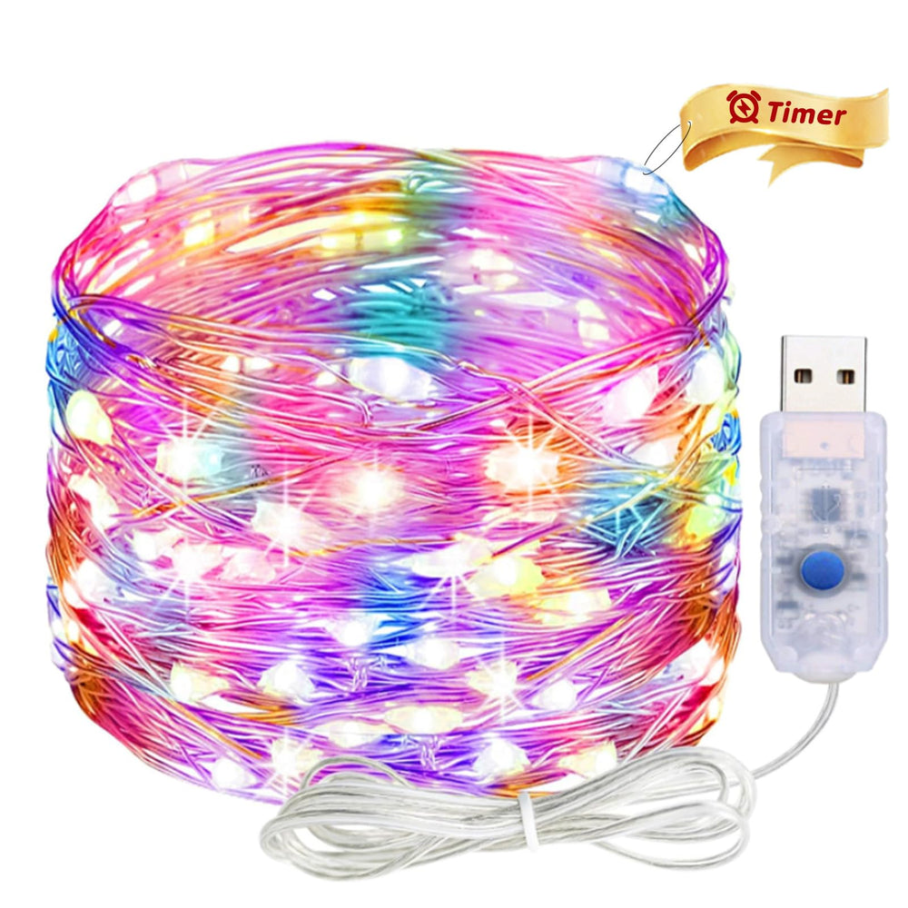 ALEGRE® USB Lichterkette mit Timer, 2M 20 LED Kupferdraht Lichterkette Innen mit Stecker, Warmweiß Led Lichterketten USB mit Timer, Fairy Lights für Weihnachten Deko, Halloween, Hochzeit, Schlafzimmer