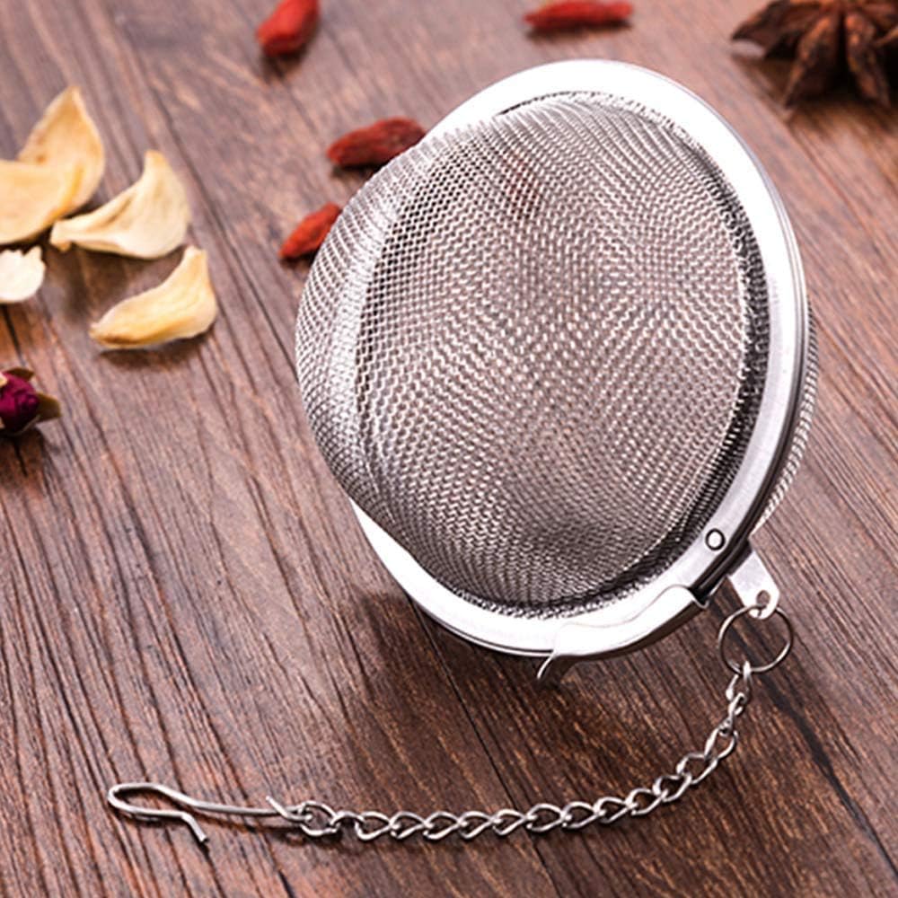 NC 2 Stück Teesieb 5.5 cm Teeei mit Kette 304 Edelstahl Teefilter für losen Tee und Mulling Gewürze