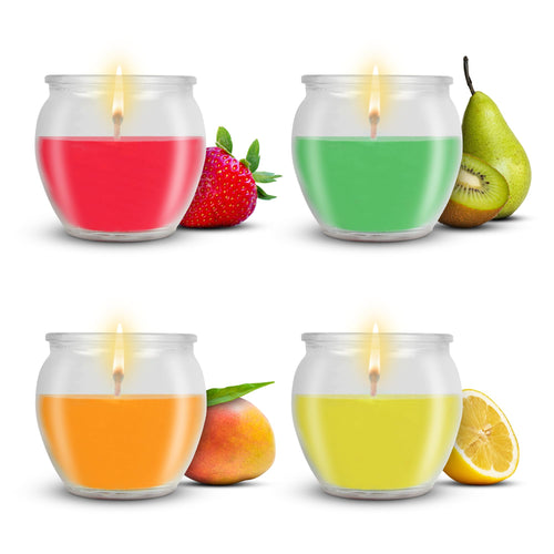 Duftkerzen im Glas, 4 Stück, süß & winterlich, für Weihnachten