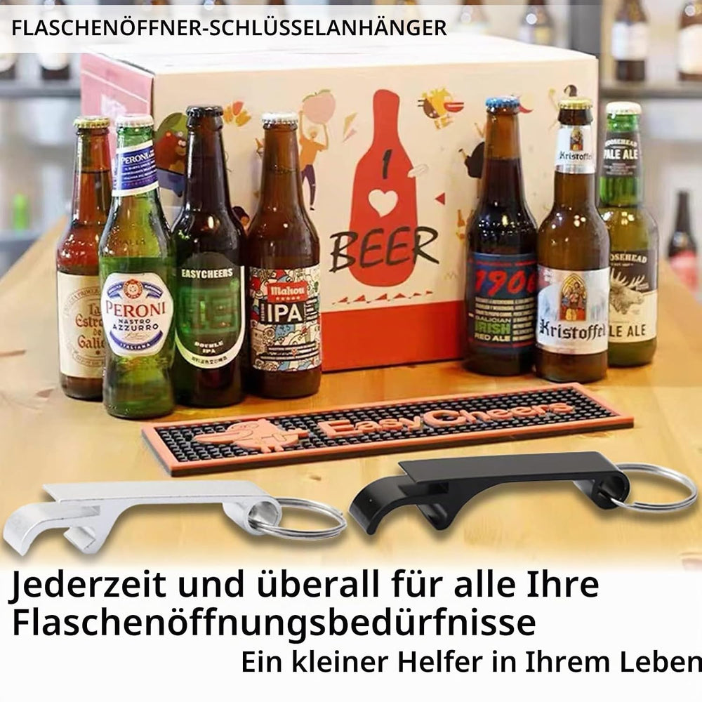 2 Stück Aluminium Flaschenöffner mit Schlüsselring – Leicht, robust & perfekt für Bier, Partys und unterweg
