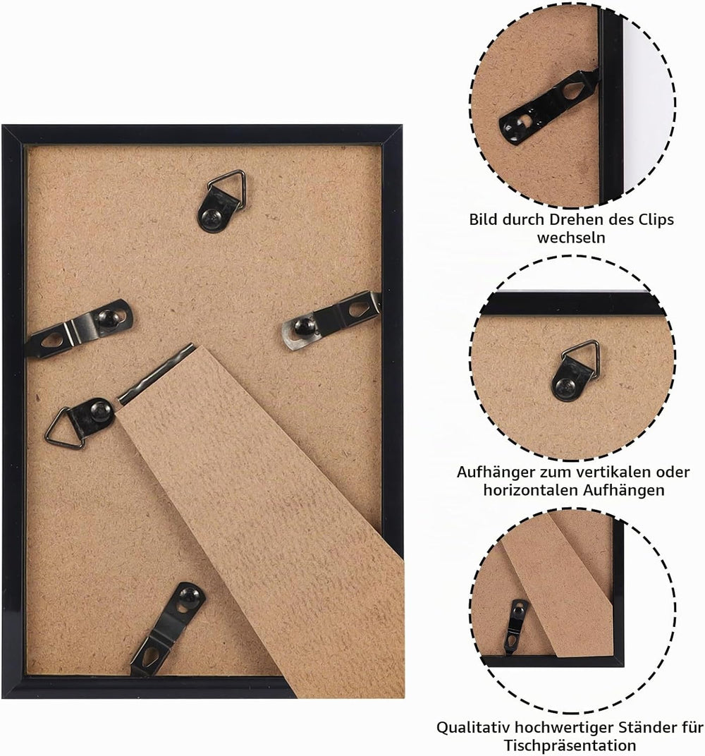 Giftgarden Schwarze Bilderrahmen 10x15 cm, Moderner Fotorahmen