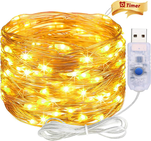 USB Lichterkette mit Timer, Kupferdraht, 2 m