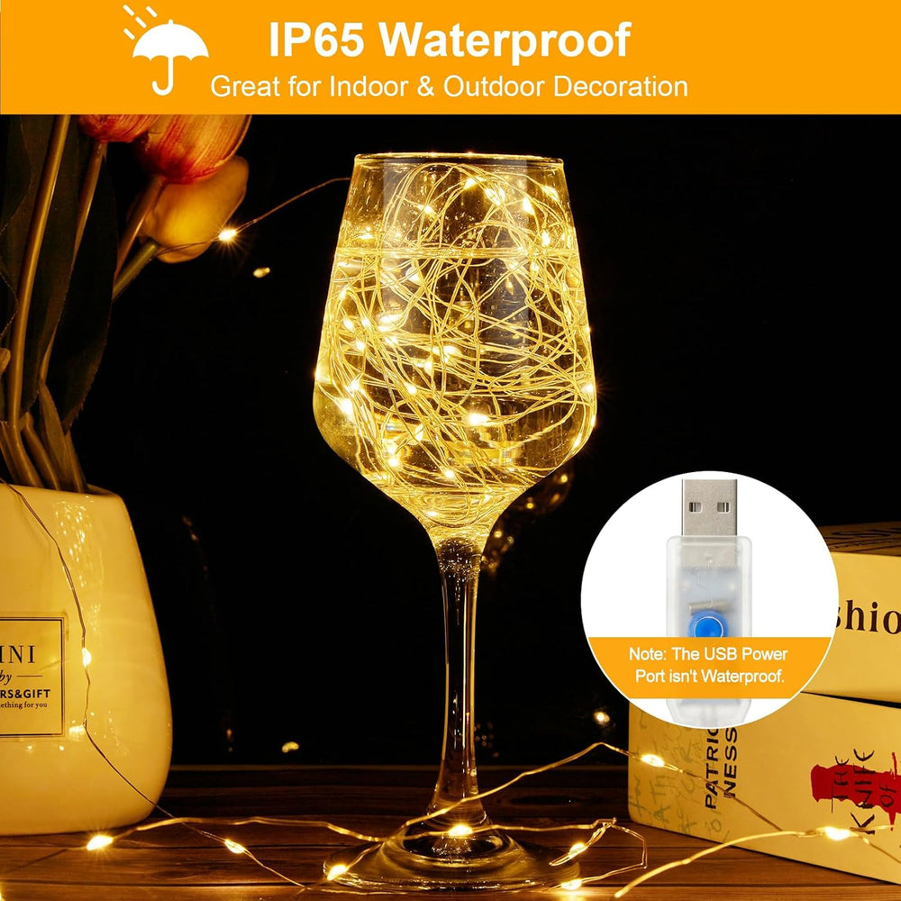 Wasserdicht Draht Lichterkette, 4 x 10M 100 LED USB Weihnachten Außenlichterkette Micro Lichterkette Außen und Innen mit Fernbedienung 8 Programm und Timer für Schlafzimmer, Party, Hochzeit