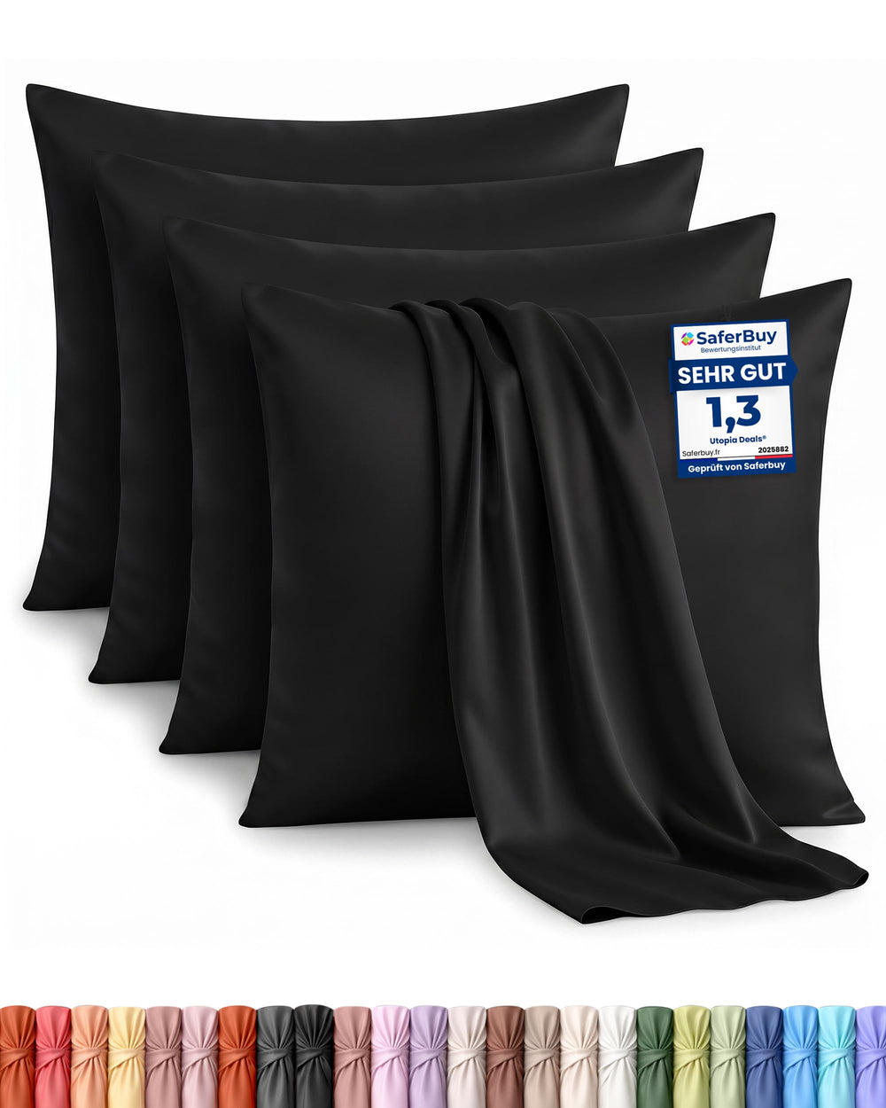 Utopia Bedding Kissenbezug 40x40 4er Set , kopfkissenbezug 40x40 Grau