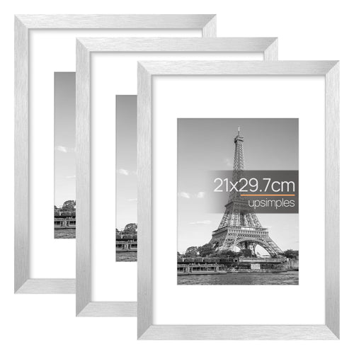 upsimples 3 Pack Bilderrahmen A4, Bilderrahmen Kinderzeichnungen A4，Picture Frame Schwarz für Fotos, Bilder, Poster