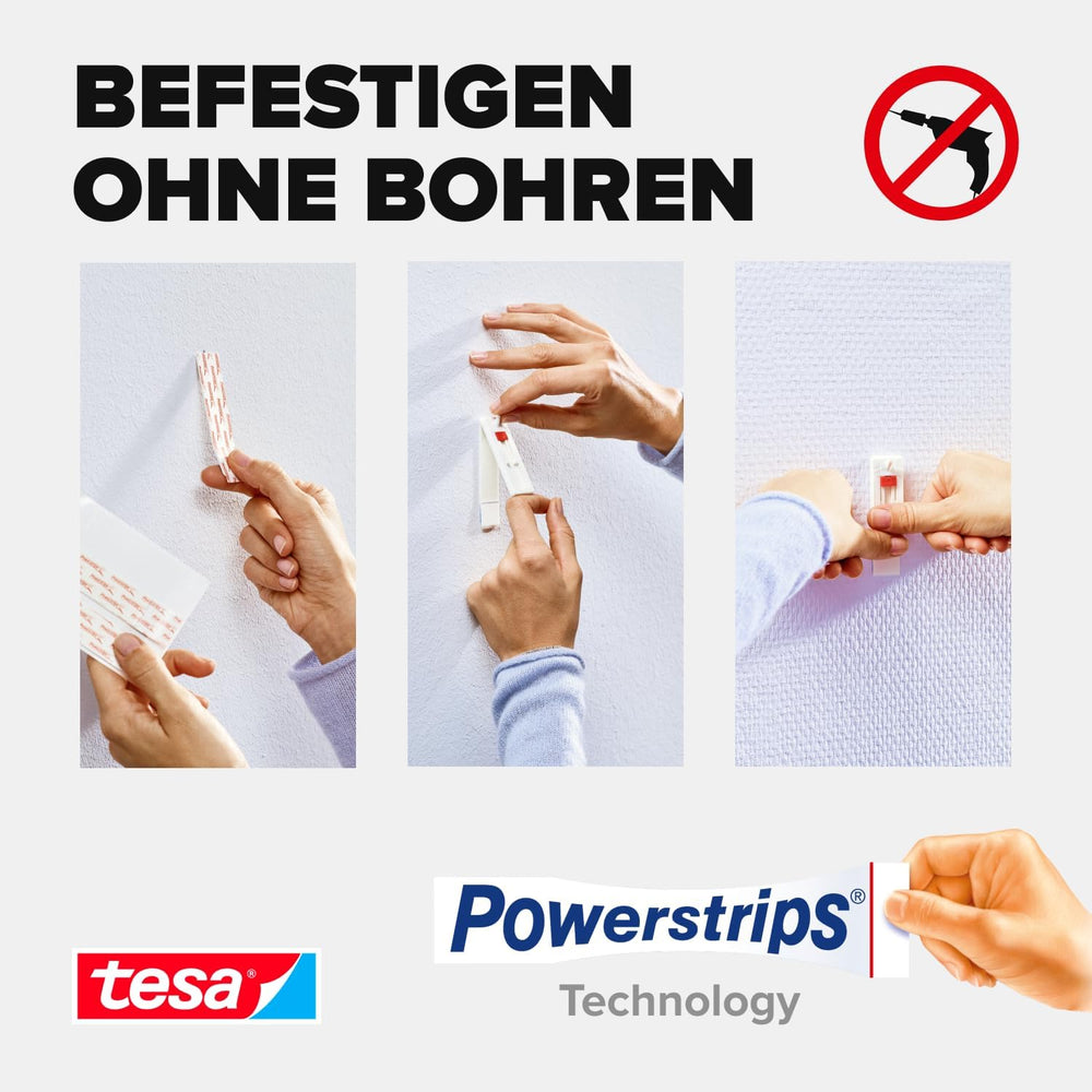 tesa Klebenagel für Tapete & Putz, verstellbar - 4 Nägel inkl. tesa Strips