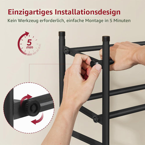 Tajsoon Schuhregal klein, Schuhregal ausziehbar 2 Ebenen, Schwarz