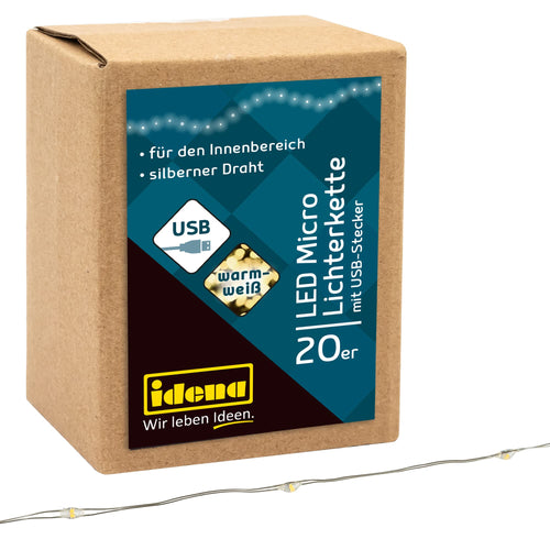 Idena Micro Lichterkette Innen 20 LEDs in Warmweiß, 1,25 m, 5 Stück