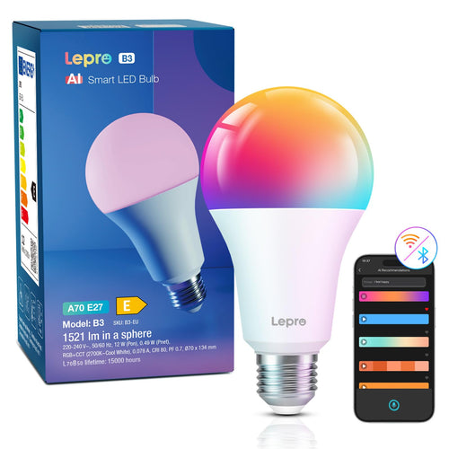 Lepro AI Smart Glühbirne B1, E27, 8,5W, 806lm, dimmbar, RGB+CCT