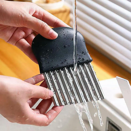 Wellenschneider Riffelmesser aus Edelstahl Pommesschneider Kartoffelschneider Zubehör Edelstahl für Gemüse Pommes Kartoffeln Butter und Obst (Schwarz)