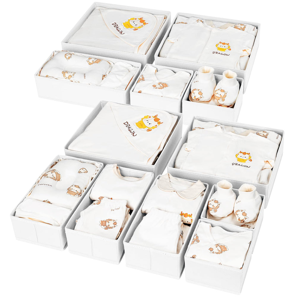 DIMJ 4 Stück Schubladen Ordnungssystem Schubladen Organizer, Faltbare Aufbewahrungsbox Stoff, Schubladeneinsätze für Kleiderschränke, Kleiderschrank Organizer für Kleidung, Hellgrau