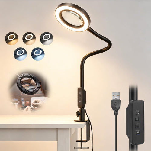 Foneso Klemme Lampe,48 LEDs Dimmbare Leselampe Bett(Schwarz)