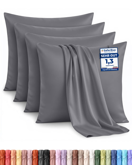 Utopia Bedding Kissenbezug 40x40 4er Set , kopfkissenbezug 40x40 Grau