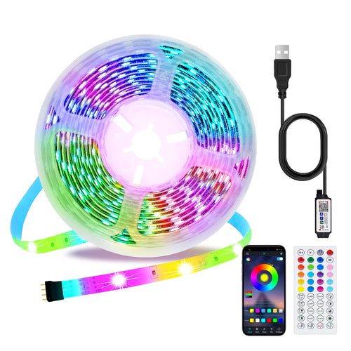 LED Strip 3m, USB RGB Streifen Mit App Fernbedienung, Music Sync Steuerbar Timer Einstellung, Band Selbstklebend Beleuchtung Lichter Verstellbare Helligkeiten Farbwechsel Für Tv/Schlafzimmer/Party
