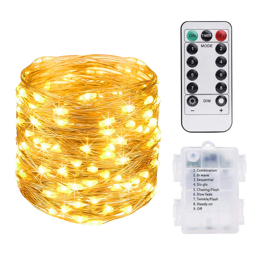 Vicloon LED Lichterkette USB, 2 Stück DIY kleine Lichterketten mit Fernbedienung,10m 100LED 8 Modi und Timer,LED Mini Lichterkette für Weihnachten, Schlafzimmer, Party,Hochzeit,Garten