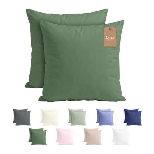 Lavea® 2er Set Kissenbezug - 40x40 - Eukalyptus