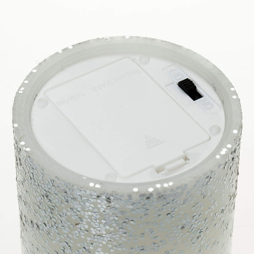 Pauleen 48008 Glowing Glitter Candle Wachskerze 2er Set Echtwachs LED Kerzen, warmweiß, flackernde Flamme Weiß Silber