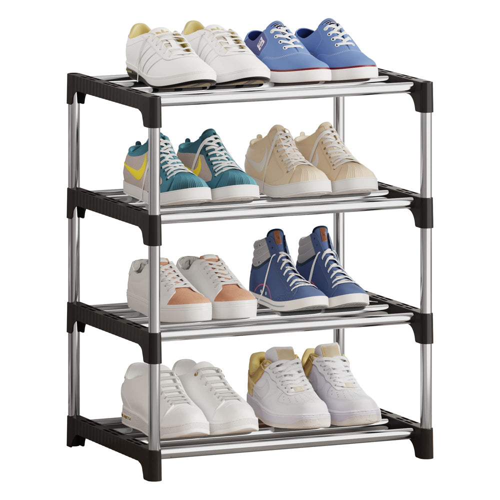 Schuhregal Klein 3 Etagen Schwarz, Schuhregal Schmal Platzsparend