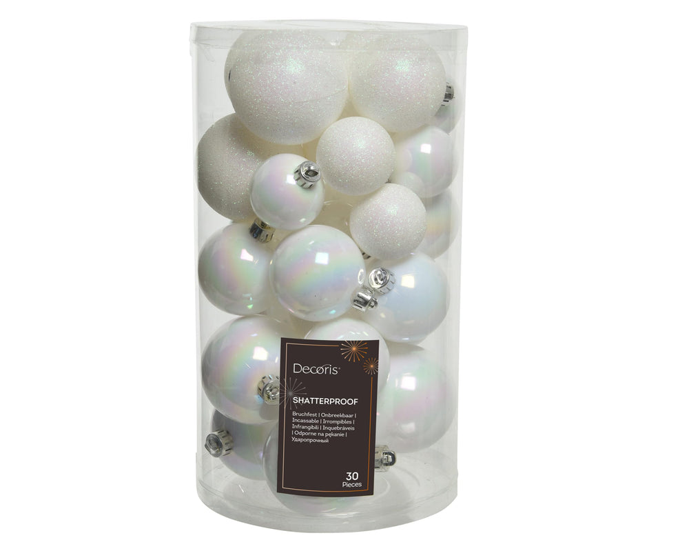 Kaemingk Weihnachtskugeln Kunststoff 4-6cm Mix 30er Set - bruchsichere Christbaumkugeln Weihnachtsbaumkugeln für Weihnachten - Christbaumschmuck & Weihnachtsbaumschmuck - Rosmarin