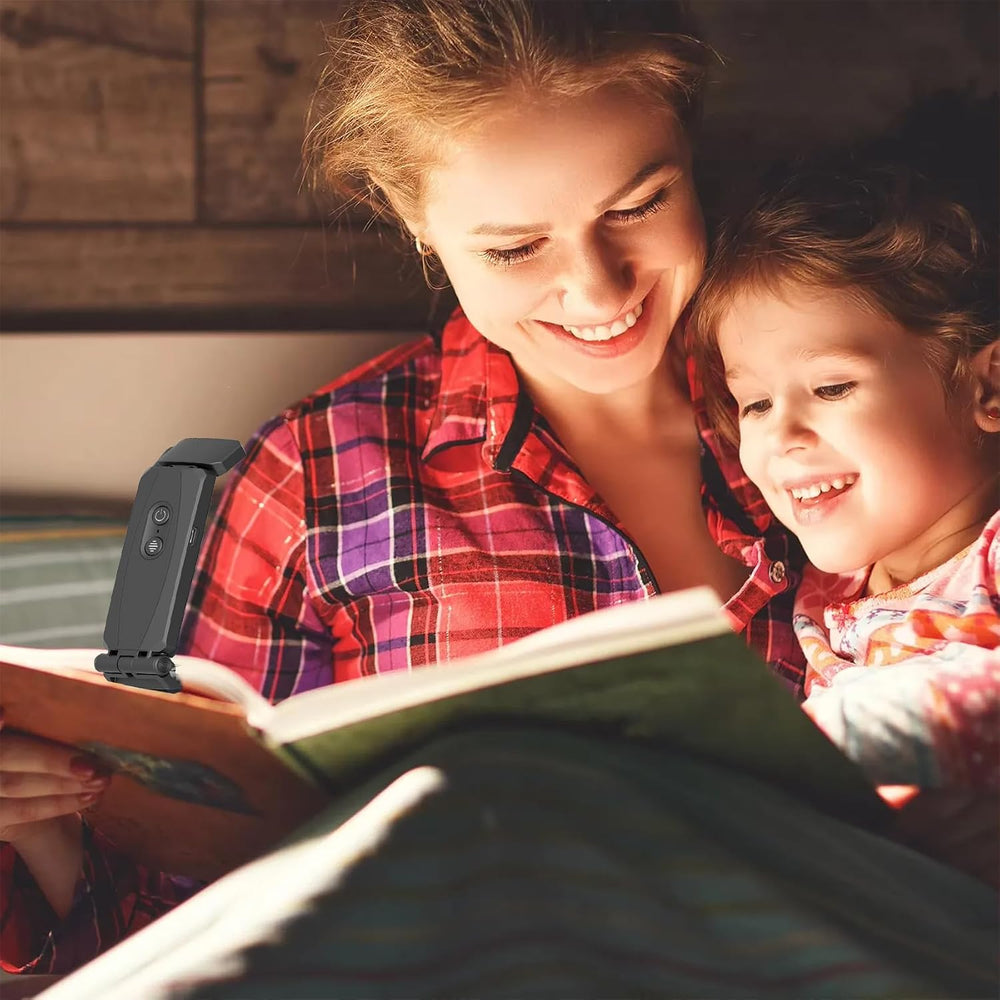 Leselampe mit Klemmen, LED-Licht für Bücher und Bett, USB, wiederaufladbar, 3 Farbmodi und 5 Helligkeitsstufen, Geschenk für Liebhaber