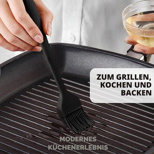 21cm Silikon Backpinsel Basting Gebäckbürste Grillbürste Gebäck Kochbürste Öl Backbürsten Hitzebeständige Küche Pinsel Lebensmittel Spülmaschinengeeignet Backbürste Farbe schwarz
