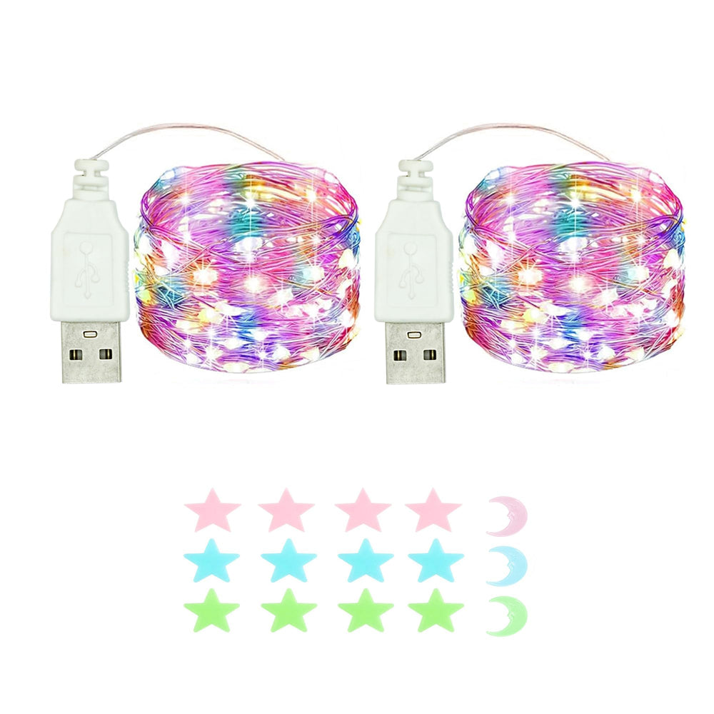 2 Stück LED Lichterkette, 30LED 3M / 10Ft USB lichterkette außen/innen Wasserdichte für Schlafzimmer, Hof, Hochzeit, Weihnachten, DIY etc (Warmweiß)