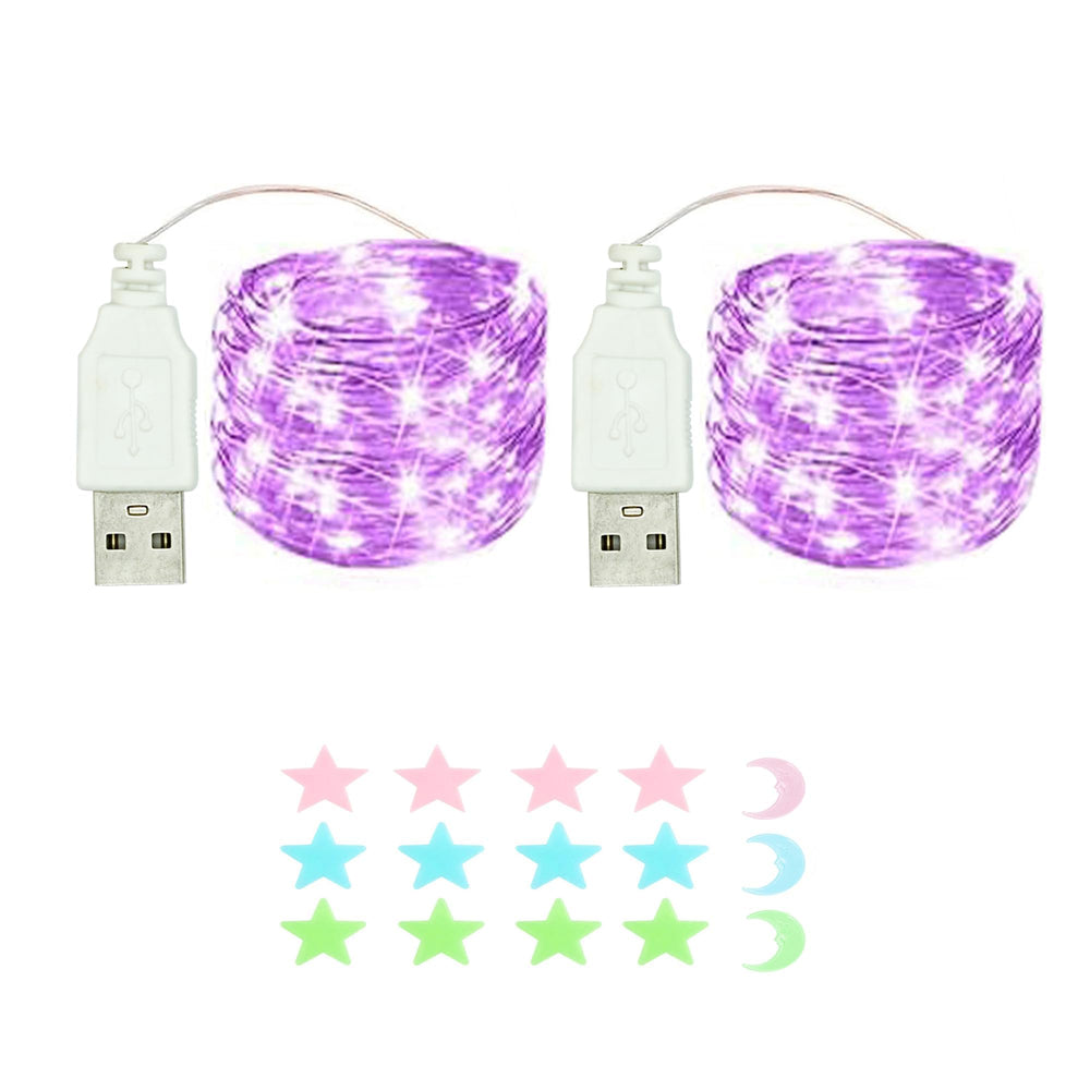 2 Stück LED Lichterkette, 30LED 3M / 10Ft USB lichterkette außen/innen Wasserdichte für Schlafzimmer, Hof, Hochzeit, Weihnachten, DIY etc (Warmweiß)
